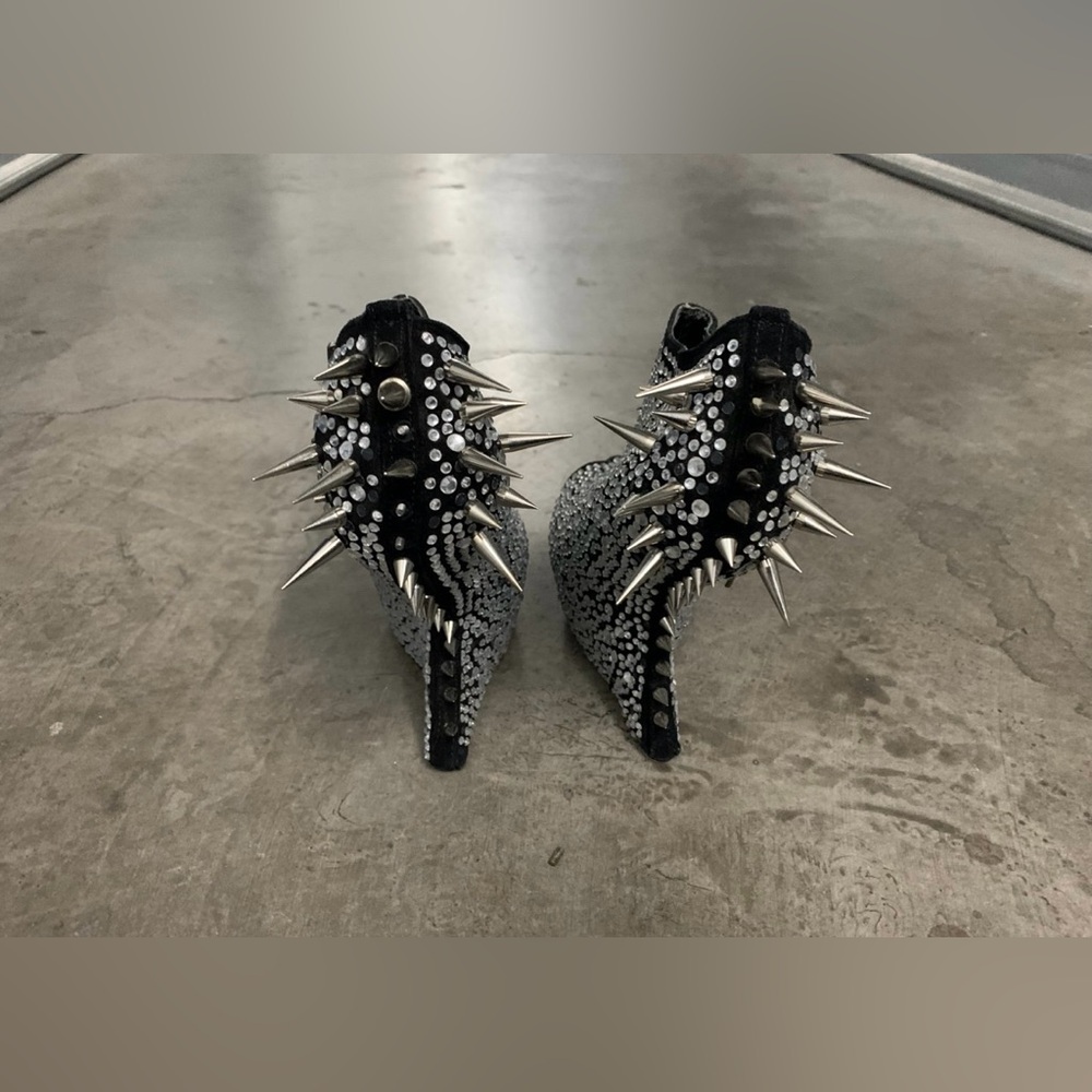 Giuseppe Zanotti Black Spike & Rhinestone Women's High Heels Wedge